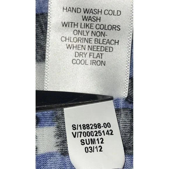 Banana Republic Blue Black White Ruffled Rayon Lyocell Knit Tank Sz XS - Picture 8 of 8